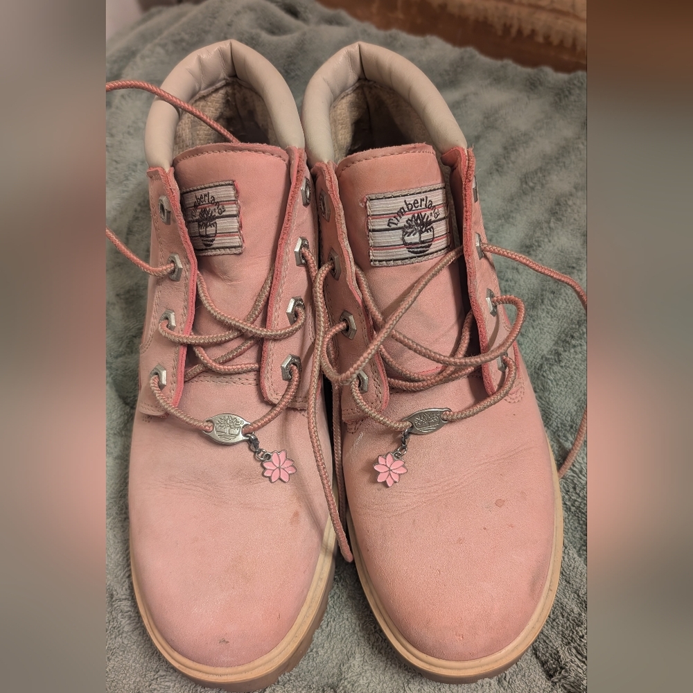 Pink timberland boots